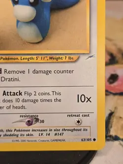 Pokemon TCG Dratini Neo Destiny Card 63/105 - Image 3