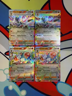 Ceruledge EX 036/191 (2x) + Cinderace EX 028/142 (2x) Double Rares (4-Card Lot) - Image 1