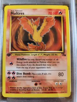 1999 Pokemon TCG Fossil Moltres 1st Edition PSA 9 Mint 27/62 Rare - Image 2