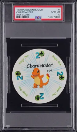 Charmander 2 Clubs Pokemon Playing Card Poker Rummy 1999 Nintendo WOTC PSA 10 - Image 1