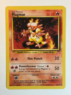 Magmar 36/102 Base Set Unlimited Pokemon Card 1999 WOTC Non Holo NM - Image 1
