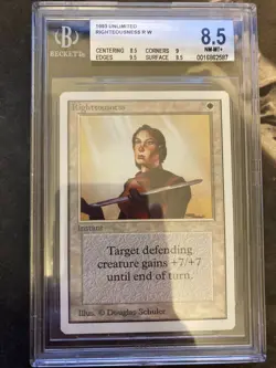 *** UNLIMITED Righteousness *** NM-Mint+ BGS 8.5 Beauty! - Vintage Magic MtG - Image 1