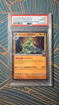 Team Rocket's Tyranitar (Pokemon Center Promo) 096/182 PSA 10 - Image 1