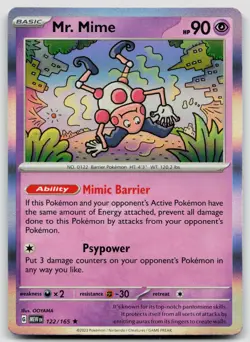 MR. MIME 122/165 RARE 151 POKEMON HOLO NM - Image 1