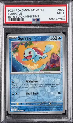 2024 POKEMON MEW EN-151 151 5-PACK MINI TIN #007 SQUIRTLE PSA 9 - Image 1