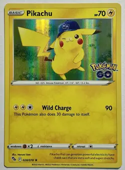 Pikachu 028/078 (LP) •HOLOBLEED• Reverse Holo Sword & Shield: Pokemon GO 2022 - Image 1
