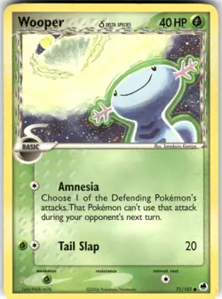 Wooper 71/101 Common Dragon Frontiers Pokemon Moderately Played - Image 1