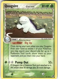 Quagsire 21/101 Rare Dragon Frontiers Pokemon Heavily Played - Image 1