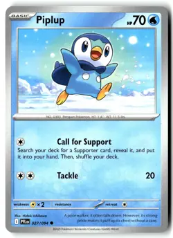 Piplup 027/094 Common Phantasmal Flames Pokemon Near Mint - Image 1