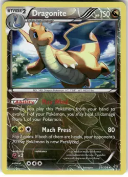 Dragonite 51/108 Rare Roaring Skies Pokemon Reverse Holo Moderately Played - Image 1