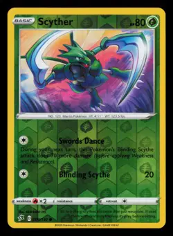 Scyther 004/192 Common Rebel Clash Pokemon Reverse Holo Near Mint - Image 1