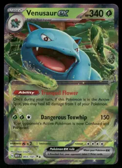 2023 Venusaur ex - 003/165 Double Rare Holo NM SV: Scarlet & Violet 151 Pokemon - Image 1