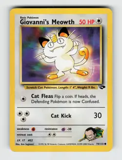 Giovanni's Meowth 74/132 Unlimited Common Gym Challenge Pokemon 2000 LP - Image 1