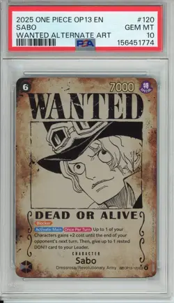 One Piece Graded: Sabo Wanted Poster OP13-120 Carrying On His Will PSA 10 - Image 1