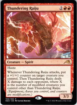 Thundering Raiju 166 Rare Kamigawa: Neon Dynasty Magic: The Gathering Foil NM - Image 1