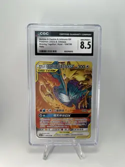 Pokemon Moltres & Zapdos & Articuno GX TAG TEAM Holo SR 104/150 Chinese CGC 8.5 - Image 1
