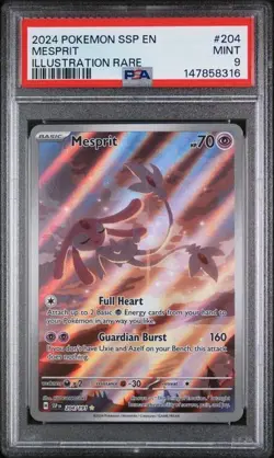 2024 Pokemon Surging Sparks Mesprit Illustration Rare #204/191 PSA 9 - Image 1