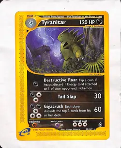 Pokemon Tyranitar Card 40/147 Rare - Aquapolis Eng - MP - Image 1