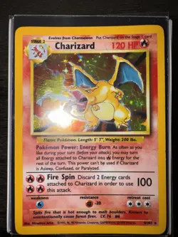 Pokemon TCG Charizard 4/102 Base Set Holo Rare LP/MP Condition - Image 1