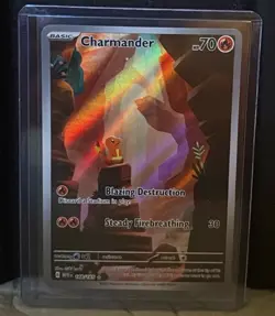 Pokemon Charmander Illustration Scarlet & Violet 151 Holo Card 168/165 - Image 1