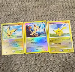 Nintendo Pokemon TCG Platinum Pichu/Meowth/Pikachu Reverse Holo Lot (2008) - Image 1