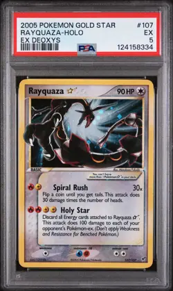 2005 POKEMON EX DEOXYS GOLD STAR #107 RAYQUAZA-HOLO PSA 5 - Image 1