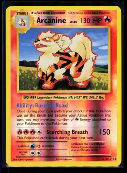 Pokemon Evolutions Arcanine 18/108 Rare Reverse Holo MP - Image 1