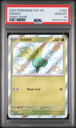2024 POKEMON PAF EN-PALDEAN FATES SHINY RARE #092 ODDISH PSA 10 - Image 1