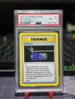 Pokemon TCG Defender 80/102 Base Set 1st Edition Trainer PSA 8 Graded 1999 - Image 1