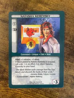 Battletech CCG TCG Card Game Rare Unlimited Ed Natasha Kerensky - Image 1