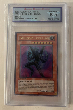 Yugioh Evil Hero Malicious Edge Ultimate Rare 1st Edition GLAS - DSG 8.5 - Image 1
