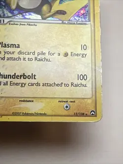 DAMAGED Raichu 12/108 Holofoil Power Keepers AUTHENTIC Pokemon Card - Image 3