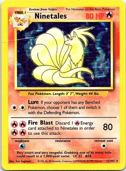 Ninetales 12/102 Holo Rare Base Set Unlimited Pokemon Damaged - Image 1