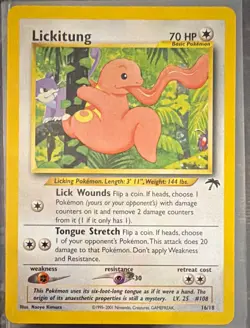 Pokemon TCG Lickitung 16/18 Southern Islands Rare Regular Eng 70 HP - Image 1