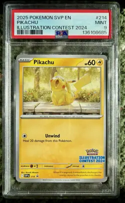 Cute Pokemon PSA 9 Pikachu Yawning Illustration Contest Mint English Free Ship - Image 1