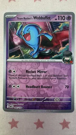 Team Rocket's Wobbuffet 082/182 Destined Rivals Reverse Holo Rare Pokemon TCG - Image 1