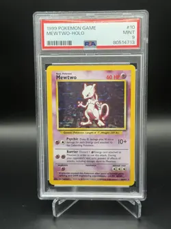 1999 Pokemon Base Set Mewtwo 10/102 Rare Holo PSA 9 Mint - Image 1