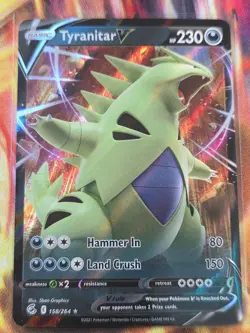TYRANITAR V 158/264 Holo V Rare Fusion Strike Pokemon Near Mint - Image 1