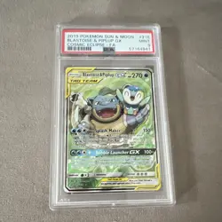 Blastoise & Piplup GX 215/236 Cosmic Eclipse TAG TEAM Full Art Holo PSA 9 - Image 1