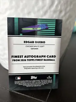 2026 Topps Finest Baseball Edgar Quero Auto 056/199 Chicago White Sox FA-EQ - Image 2