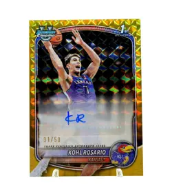 KOHL ROSARIO 2025-26 Bowman Chrome U 1st Gold Auto /50 Kansas #CPA-KR RC SP MINT - Image 1