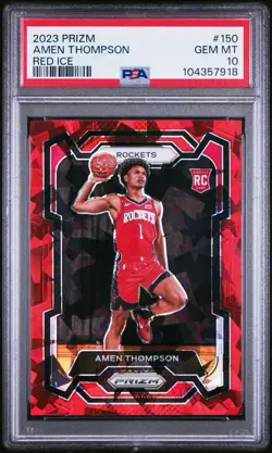 2023 Panini Prizm Amen Thompson RC Red Ice PSA 10 Gem Mint #150 Rockets Rookie - Image 1