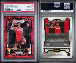 2023 Panini Prizm Amen Thompson RC Red Ice PSA 10 Gem Mint #150 Rockets Rookie - Image 3