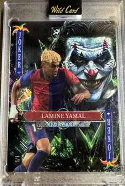 2025 Wild Card Jokers Wild 1/1 Lamine Yamal Green Cross Hatch Foil - Image 1