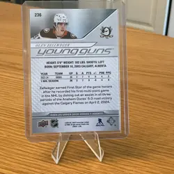 Upper Deck 2024-25 Series 1 Young Guns Rookie #236 Olen Zellweger Ducks - Image 2