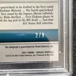 Panini 2021 Mosaic Trevor Lawrence RA-1 Rookie Autograph Black Gold 2/8 PSA 9/10 - Image 3