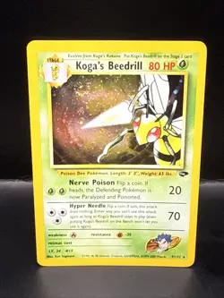 Pokemon Koga's Beedrill Gym Challenge Holo Rare Card 9/132 Swirl - Image 1