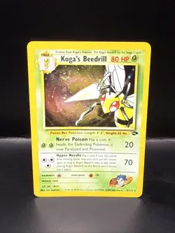 Pokemon Koga's Beedrill Gym Challenge Holo Rare Card 9/132 Swirl - Image 3