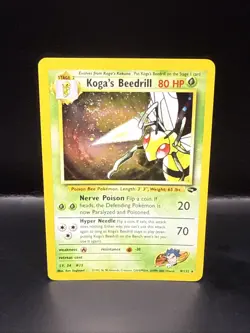 Pokemon Koga's Beedrill Gym Challenge Holo Rare Card 9/132 Swirl - Image 4