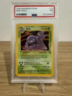 Muk Holo Fossil 13/62 PSA 8 Pokemon Card - Image 1